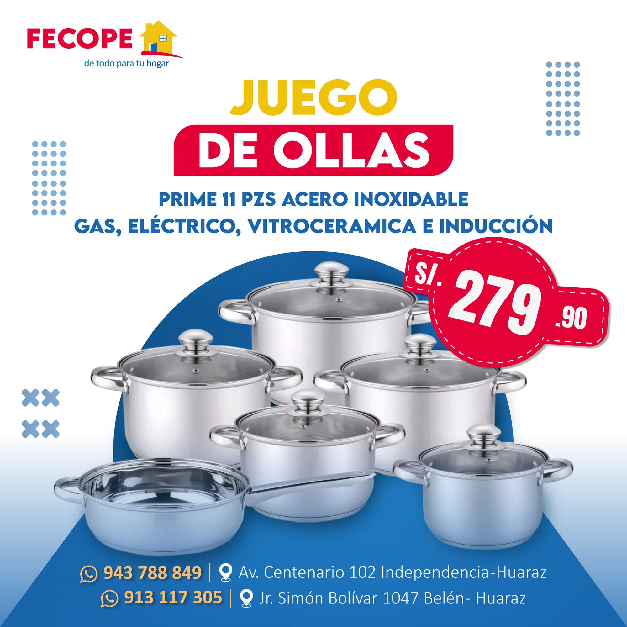 Juego de ollas de 11 piezas a S/ 279.90